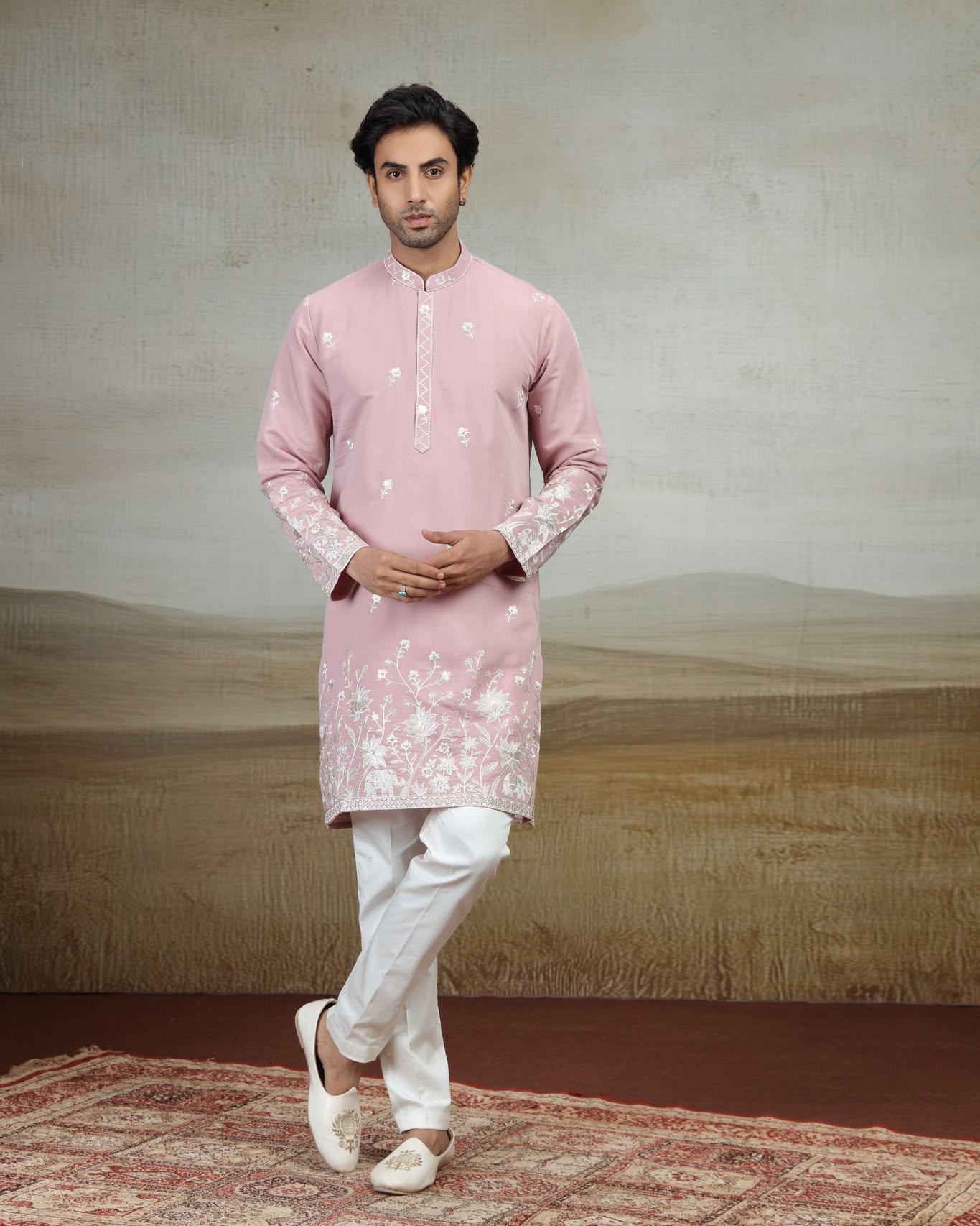 Elegant Onion Pink Designer Kurta Set | D.No. 4748
